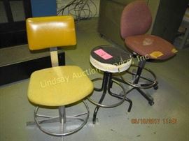 3 seats: 1 office chair on wheels, 1 stool, 1 chair w/ back