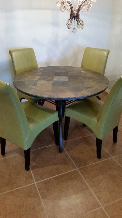 Modern Slate Top Table and 4 Chairs