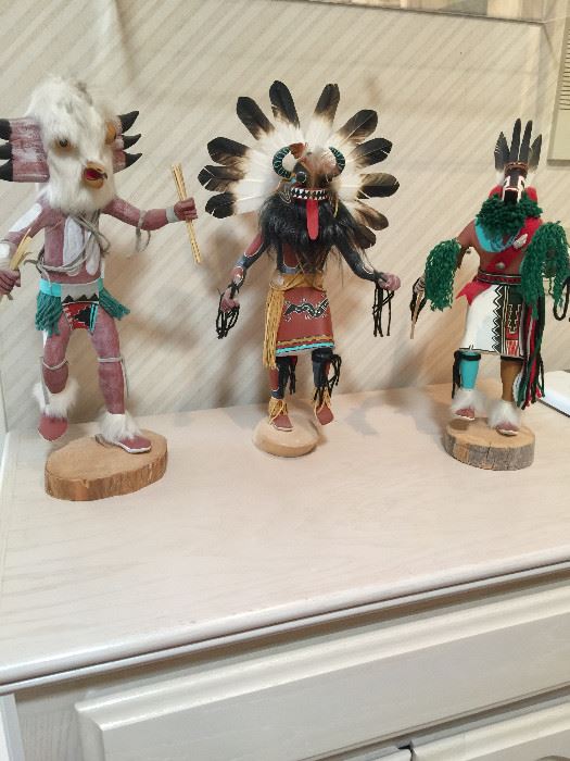 1st one:  Horned Owl by artist M. Smith     2nd one:   Broad face Kachina by Nathan David     3rd one:  Artist Nathan David