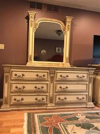 Large dresser with mirror classical style all wood/part of the set with two nightstands/dressers. All three $900. 