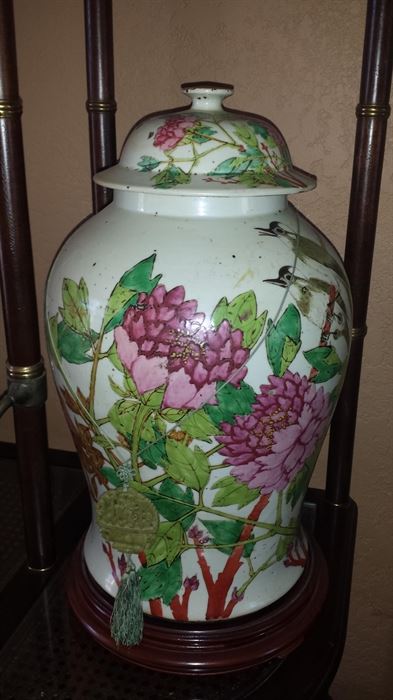 Porcelain Chinese Temple Jars (2) Circa Latter Ching Dynasty, around 1850 - have certificate of authenticity