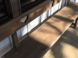 Primitive antique bench---wood pegs---hand made