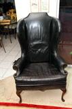 Leather wingback gentleman's chair.