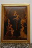 Religiouse Painting Mary and Joseph, 18 by 24 inches on tin, Late 19th Century.