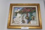 #17 - Howard Behrens - Memories of Mykonos (Embellished), GICLEE on Canvas, 135/195. Measures 24 by 27 framed, image is 16 by 20.
Behrens will travel to beaches in Delaware, to Santorini, or to the Greek isles, with camera in hand. Upon returning to his home in Maryland, he transforms those images using his creative processes to his paintings and serigraphs.