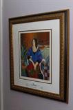 #22 - Tarkay - SERIGRAPH on wove paper, Day Dreaming #8 HC 6/90. Measures 21 by 25 framed, image is 11 7/8 by 15 1/4.
Tarkay attended the Bezalel Academy of Art and Design from 1951, and graduated from the Avni Institute of Art and Design in 1956. His art is influenced by French Impressionism, and Post-Impressionism, particularly Matisse and Toulouse-Lautrec.