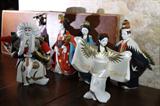 Kabuki Hakata Dolls; White Heron Dancer, Wisteria Maiden,Dojo Temple Maiden, The Male Lion Dancer, The Marionette, and The Female Lion Dancer from the Hamilton Collection one set of a limited edition of 9800