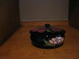 Moorcroft lidded pot with cobalt blue and pink flowers
