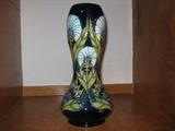Large Moorcroft vase in cobalt blue with flowers also sigend in England
