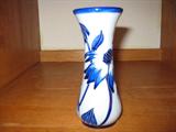 small Moorcroft bud vase with blue flowers