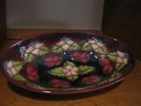 Oval Moorcroft bowl with pink and green design