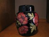 Moorcroft cobolt blue and pink flowered large ginger jar signed in England