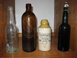 large old bottles; one ceramic