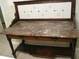 English Marble Top Dry sink.
Numerous English cabinets and artifacts are included in this estate sale.