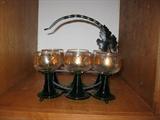 6 German wine glasses in caddy
