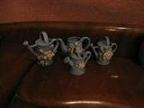 Blue Pink flower Occupied Japan vases