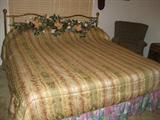 Guest bedroom - king size mattress, brass headboard, king size pillows