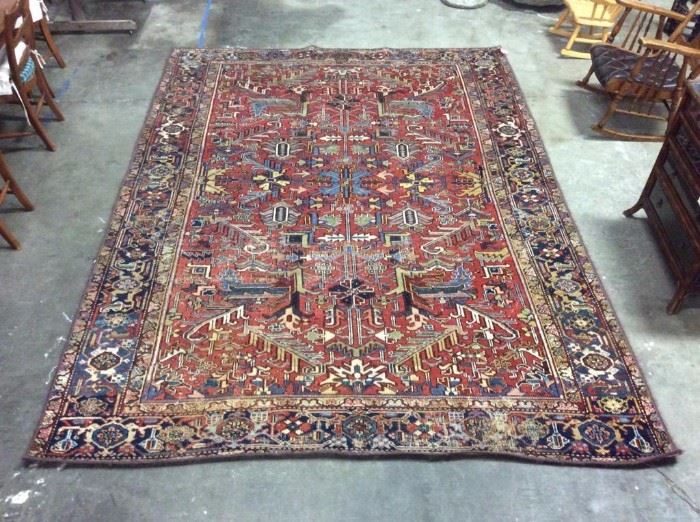 Lot 259: Antique heriz? Persian Rug in fair cond - beautiful colors