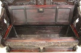  — O R N A T E  —

ANTIQUE Solid Hard Wood Hand Carved and Ornate Asian Lift Seat Hall Bench

approximately 51"h x 58"w x 24"d 