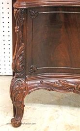 BEAUTIFUL – 10 Piece Burl Mahogany Highly Carved & Ornate Swan Bedroom Set with Full Size Bed with Rails 
