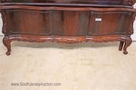 BEAUTIFUL – 10 Piece Burl Mahogany Highly Carved & Ornate Swan Bedroom Set with Full Size Bed with Rails 