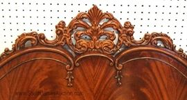 BEAUTIFUL – 10 Piece Burl Mahogany Highly Carved & Ornate Swan Bedroom Set with Full Size Bed with Rails 