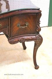 BEAUTIFUL – 10 Piece Burl Mahogany Highly Carved & Ornate Swan Bedroom Set with Full Size Bed with Rails 