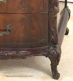 BEAUTIFUL – 10 Piece Burl Mahogany Highly Carved & Ornate Swan Bedroom Set with Full Size Bed with Rails 