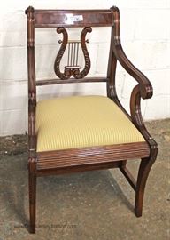 Solid Mahogany Lyre Harp Chair Converts into Leather Library or Bed Steps 