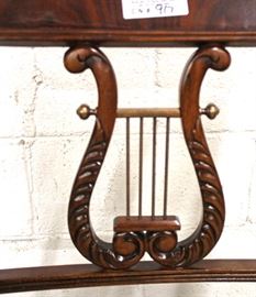 Solid Mahogany Lyre Harp Chair Converts into Leather Library or Bed Steps 