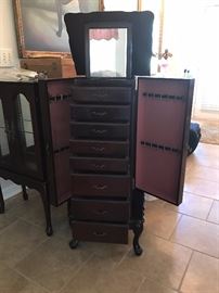 Jewelry Armoir, Cherry Wood 18" x 15" x 41"