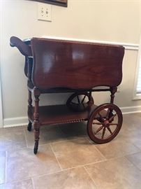 Tea Wagon, American Drew, Vintage, Drop Leaf, a drawer, 2 shelves, handles, 32.5" h x 32" L x 19.5" w, Each Leaf 13"