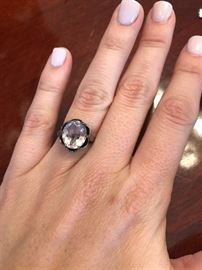 Ring: Sterling Silver stamped with an oval Pink Topaz