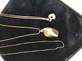 Lot of 3 Silver Stamped necklaces, 2 of which have a pendant