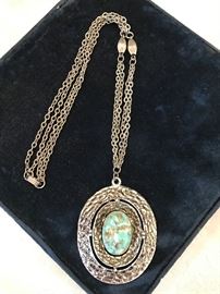 Necklace, Decorative, Not Real Silver and Turqouise "Tara"
