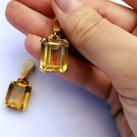 Antique Citrine & Gold Earrings 