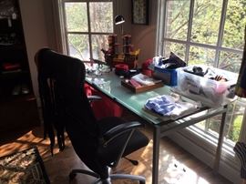 glass top desk