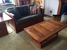 Matching loveseat Has interchangeable cushions and padded armrests. Other cushions not photographed