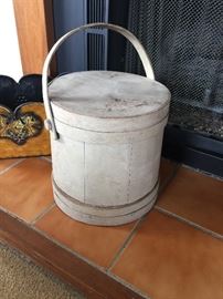 Primitive antique wooden Firkin pail/bucket