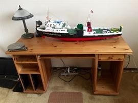 Panel in ship lifts to reveal motor. Desk for sale as well