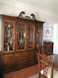 Drexel Breakfront with Glass Adjustable Shelving and Inside Lighting  7ft H x  6ft W  X 18 D