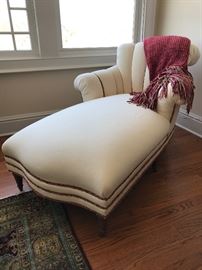 Custom Cozy Creme Chaise on Casters