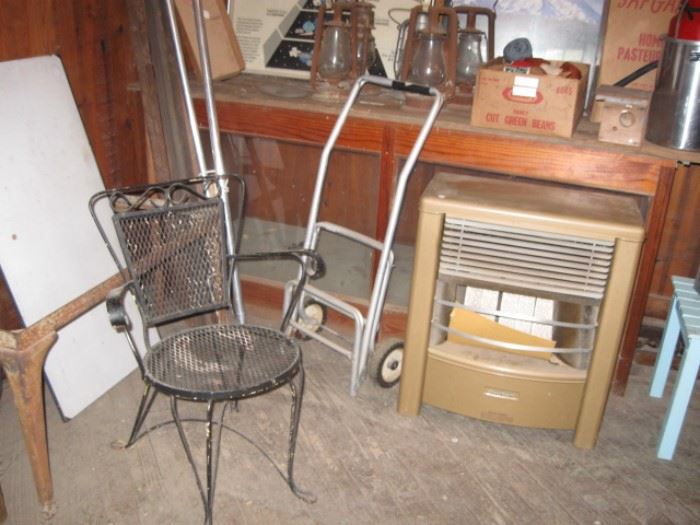old lanterns and gas stove with instructions