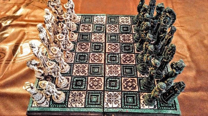 Chess set from Mexico. Pieces are kept inside the playing board