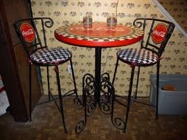 COKE BAR HEIGHT TABLE W/2 BAR CHAIRS