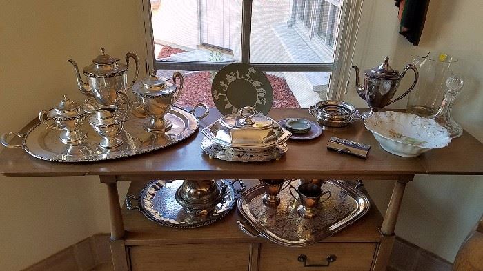 Sterling Silver Coffee/Tea Set & Silver Plate