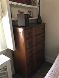 Vintage Fruitwood 5 Drawer Chest
