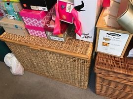 Wicker Trunks filled with Crocheted Blankets