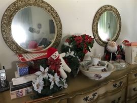 Assorted Xmas Decor & Bowls w/Pitcher