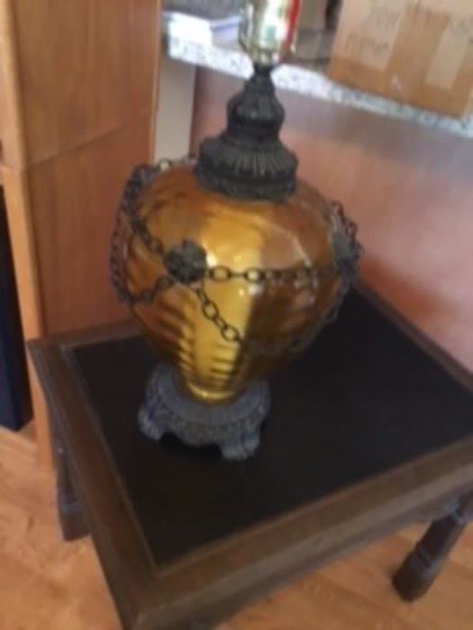 midcentury gold lamp